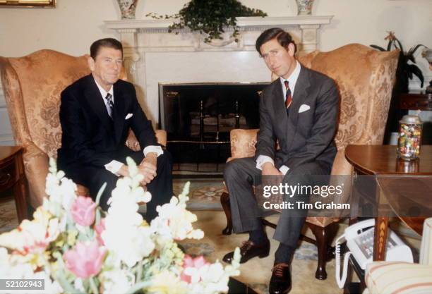 Prince Charles On His Official Visit To America, Meeting President Ronald Reagan In The Oval Office, At The White House, Washington 30th April Or 1st...