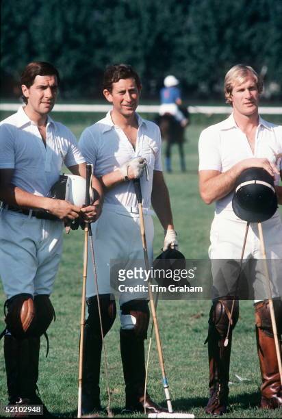 Prince Charles At Polo In Deauville, France. Posing For A Picture With His Teammates.