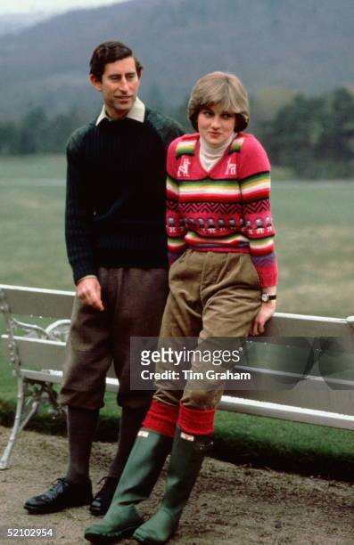 Prince Charles With His Fiance Lady Diana Spencer During A Photocall Before Their Wedding While Staying At Craigowan Lodge On The Balmoral Estate