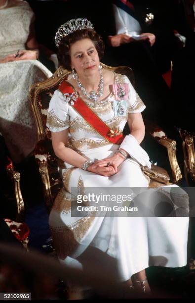Queen Elizabeth II During An Official Overseas Tour Of Germany 22-26 May 1978 . The Queen Is Wearing The Grand Duchess Of Vladimir Of Russia Tiara, A...