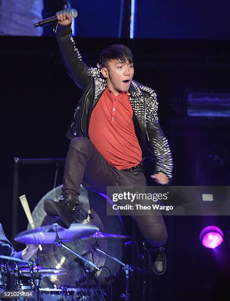 Arnel Pineda of Journey performs at Madison Square Garden on April 13, 2016 in New York City.