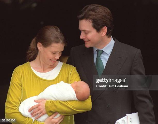 Lady Sarah Chatto And Husband Daniel Leave The Portland Hospital With Their New Baby Boy Samuel Born On Sunday.