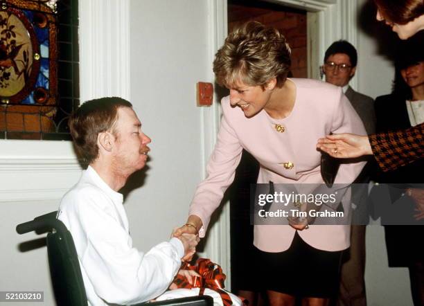 Princess Diana Shaking Hands With One Of The Residents Of Casey House, An Aids Hospice, In Toronto, Canada.