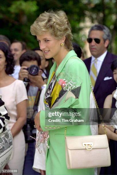 Princess Diana, Princess Of Wales, Arriving At The Venice Biennale In Italy.