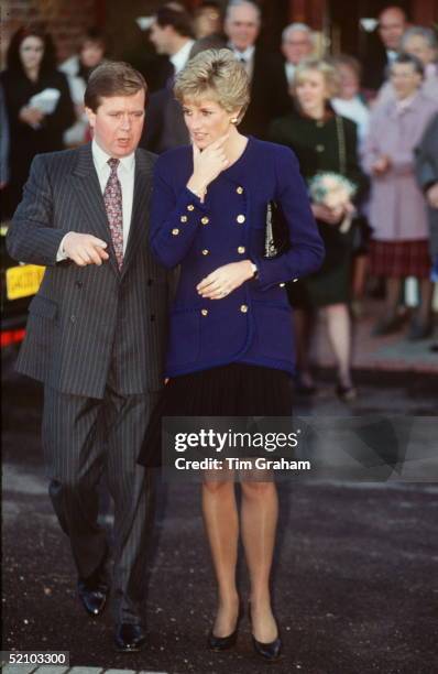 Princess Diana With Her Bodyguard, Ken Wharfe, During A Visit To Oxford.