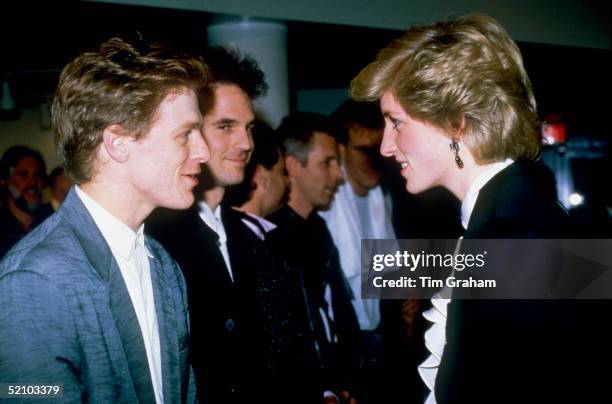 Princess Diana Meeting Musician Bryan Adams After A Pop Concert In Vancouver During Her Tour Of Canada.