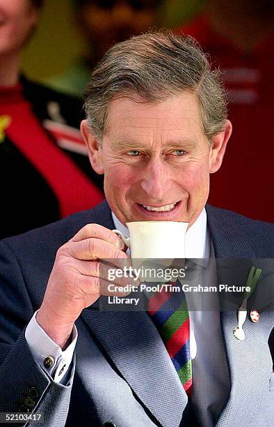 Prince Charles, The Prince Of Wales, In Wales Drinking A Cup Of Tea During A Visit To The Phoenix Centre, Townhill, Where He Opened The New Prince's...