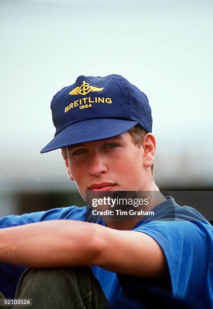 Peter Phillips Wearing A T-shirt And A Blue Baseball Cap With The Logo 'breitling 1884' On It At Gatcombe Park Horse Trials.