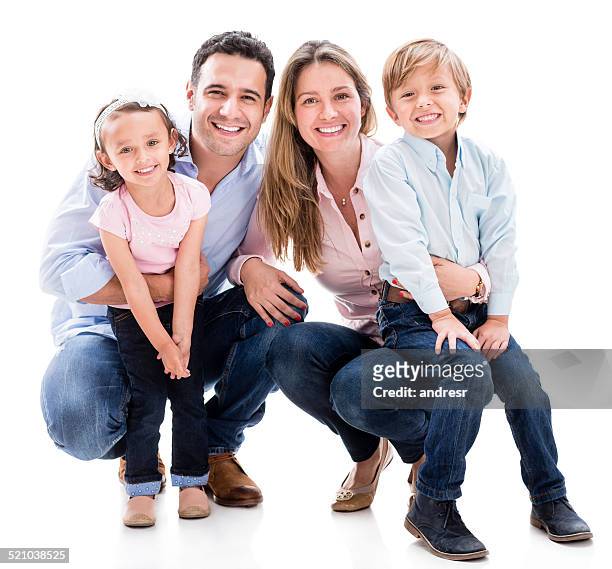 family looking happy - small group of people white background stock pictures, royalty-free photos & images