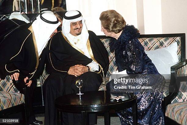 King Fahd Of Saudi Arabia With Mrs Thatcher At Banquet At Claridges