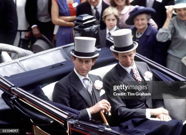 Prince Charles With The Duke Of Kent In A Carriage At Ascot Races 17-20 June 1980