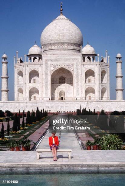 Princess Diana In Front Of The Taj Mahal