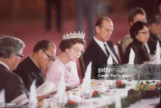 The Queen And Prince Philip Attending A Banquet In The Great Hall Of The People During An Official Tour Of China.