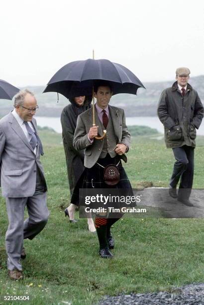 Prince Charles Visiting The Isle Of Barra In The Western Isles, Scotland Wearing A Traditional Kilt