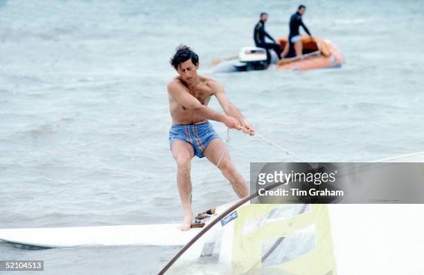 Prince Charles Windsurfing In Deauville, France.