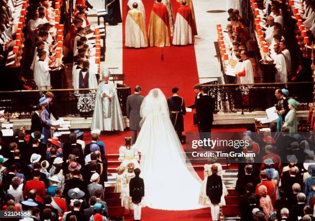 Lady Diana Spencer With Her Father, Earl Spencer , And Her Husband, Prince Charles, During Their Wedding Ceremony In St Paul's Cathedral, London.