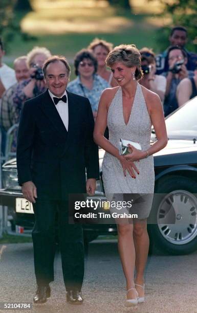 Princess Diana At Serpentine Gallery In Hyde Park, London With Lord Palumbo, Chairman Of Serpentine Gallery Trustees.