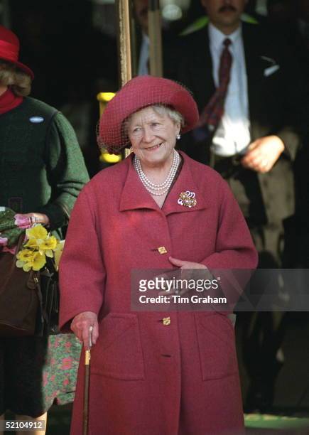 The Queen Mother At Cheltenham For The Grand Military Gold Cup.
