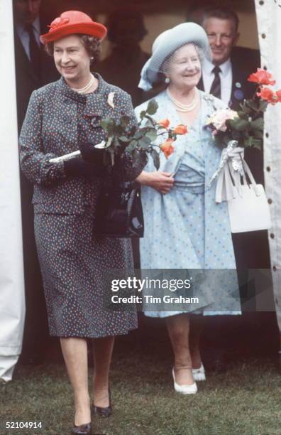 Queen Mother With The Queen At Sandringham Flower Show.