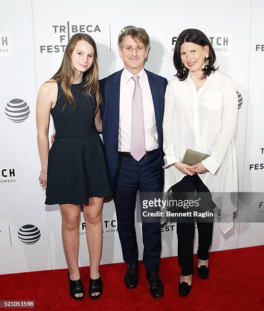 Thomas P. Campbell , CEO of the MET, wife Phoebe Campbell and daugther attend "The First Monday In May" World Premiere - 2016 Tribeca Film Festival -...