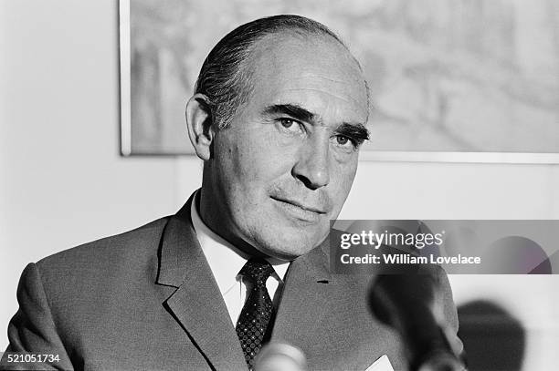 England manager Sir Alf Ramsey gives his first press conference in the UK since returning from the World Cup final in Mexico, 25th June 1970.