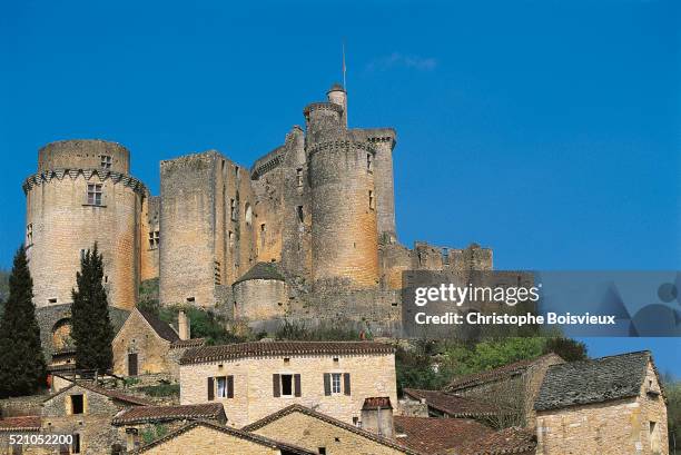 chateau de bonaguil and saint-front-sur-lemance - agen stock pictures, royalty-free photos & images