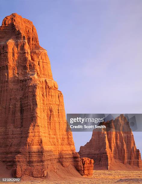 temple of the moon and temple of the sun - capitol reef national park stock pictures, royalty-free photos & images