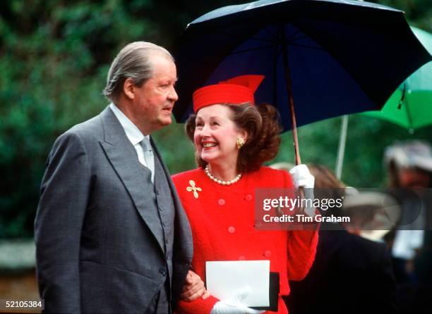 Earl Spencer And His Wife Raine At The Wedding Of His Son Charles, Viscount Althorp In Northamptonshire. .