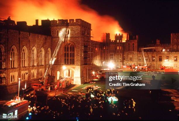 Another Disaster In The Queen's "annus Horribilis" When A Fire Broke Out At Windsor Castle - A Tragedy Damaging More Than 100 Rooms.