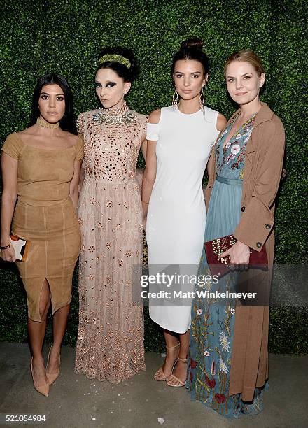 Personality Kourtney Kardashian, CEO & Creative Director of alice + olivia Stacey Bendet, actresses Emily Ratajkowski and Jennifer Morrison attend...