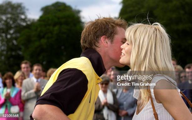 Model Claudia Schiffer Kissing Prince William As She Presented Him With His Prize For His Team Winning The Porcelanosa Challenge Cup Polo Match At...