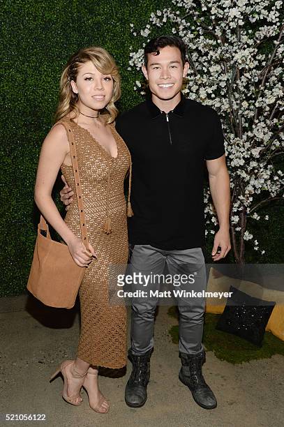 Actress Jennette McCurdy and guest attend the alice + olivia by Stacey Bendet and Neiman Marcus present See-Now-Buy-Now Runway Show at NeueHouse Los...