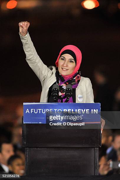 Arab American Association of New York executive director Linda Sarsour speaks onstage at a campaign event for Democratic presidential candidate U.S....