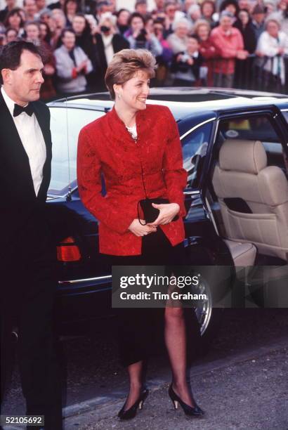 Sophie Rhys-jones Attending Wedding Of Her Friend Lord Ivor Mountbatten.accompanied By A Police Bodyguard