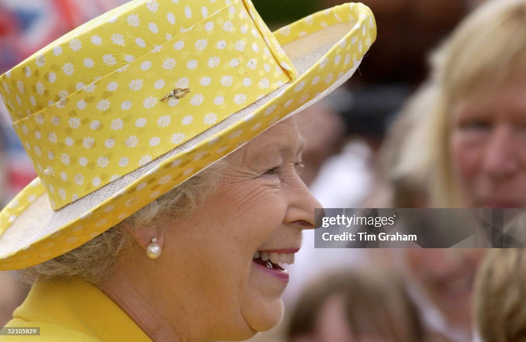 Queen Laughing Portrait Hat Close Up