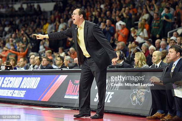 Head coach Gregg Marshall of the Wichita State Shockers argues a call during during a second round NCAA College Basketball Tournament game against...