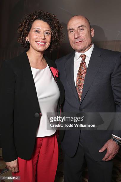 Universal Pictures Chairman Donna Langley and NBCUniversal President of Distribution for Focus Features Jim Orr attend the 2016 Will Rogers Pioneer...