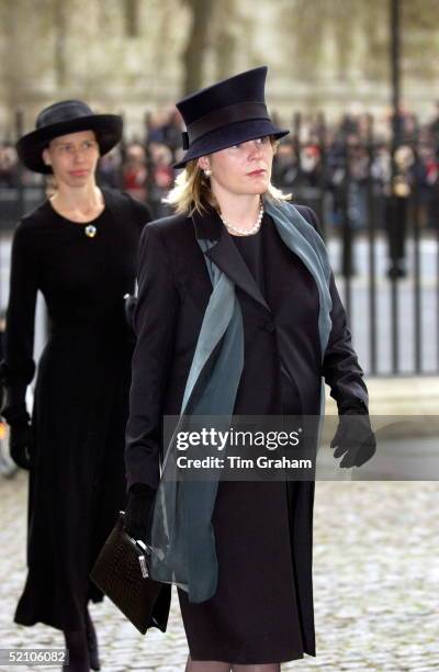 Viscountess Serena Linley Pregnant While Expecting Her Second Child Is Wearing A Black Hat And Outfit For Mourning At Memorial Service For Princess...