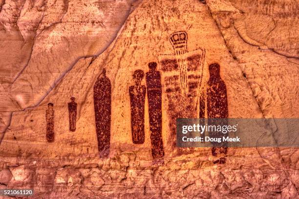 holy ghost and companions indian pictographs - anasazi stockfoto's en -beelden