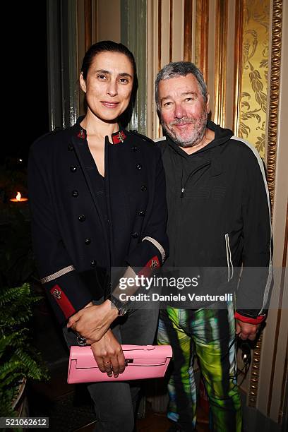 Philippe Starck and Jasmine Starck attend the T Celebration of Culture Issue And Milan Design Week at Palazzo Crespi on April 11, 2016 in Milan,...