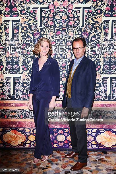 Laura Sartori Rimini and Roberto Peregalli attend the T Celebration of Culture Issue And Milan Design Week at Palazzo Crespi on April 11, 2016 in...