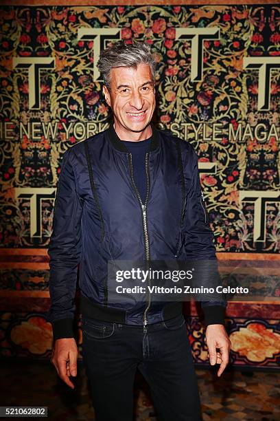 Maurizio Cattelan attend the T Celebration of Culture Issue And Milan Design Week at Palazzo Crespi on April 11, 2016 in Milan, Italy.