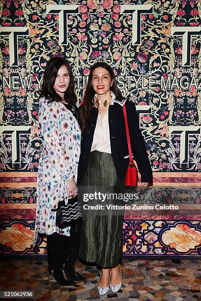 Teresa and Margherita Maccapani Missoni attend the T Celebration of Culture Issue And Milan Design Week at Palazzo Crespi on April 11, 2016 in Milan,...