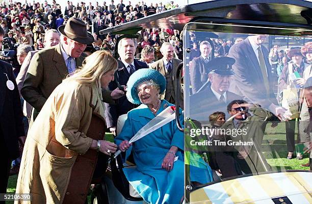 The Queen Mother Attending The National Hunt Festival At Cheltenham Racecourse, Gloucestershire [ Cheltenham Races ]