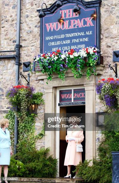 Queen Elizabeth Ll Visiting The Set Of 'emmerdale', A Well Known British Soap Opera Produced By Yorkshire Television Limited, As Part Of Her...