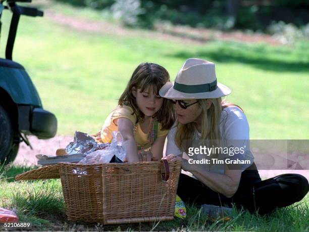 Princess Eugenie Enjoying A Picnic With Her Grandmother, Susan Barrantes, During A Charity Golf Tournament At Wentworth Golf Club In Surrey Held To...
