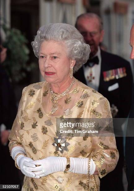 Queen At The Hungarian State Visit Return Banquet, Compleat Angler, Marlow, Buckinghamshire