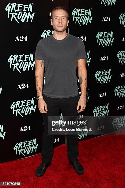 Actor Mark Webber attends the premiere of A24's "Green Room" at ArcLight Hollywood on April 13, 2016 in Hollywood, California.