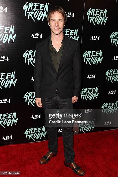 Music artist Chesney Hawkes attends the premiere of A24's "Green Room" at ArcLight Hollywood on April 13, 2016 in Hollywood, California.