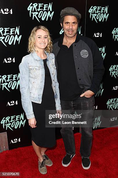 Music artist Mark Stern and guest at the premiere of A24's "Green Room" at ArcLight Hollywood on April 13, 2016 in Hollywood, California.